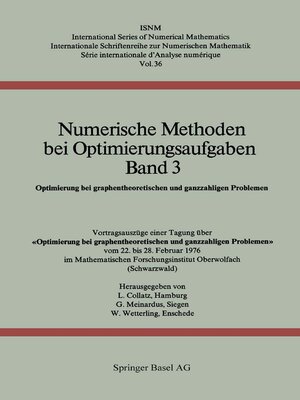 cover image of Numerische Methoden bei Optimierungsaufgaben Band 3